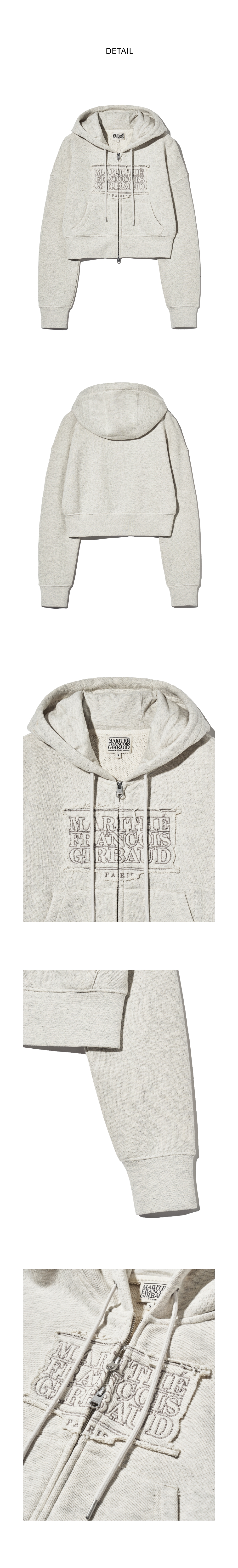 W CLASSIC LOGO MELANGE CROP HOODIE ZIPUP oatmeal 상세 이미지 6