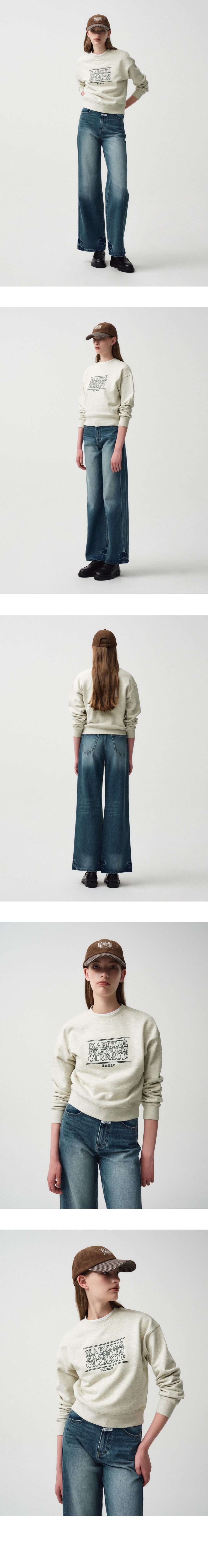 W DOODLE CLASSIC LOGO CROP SWEATSHIRT oatmeal - MARITHE
