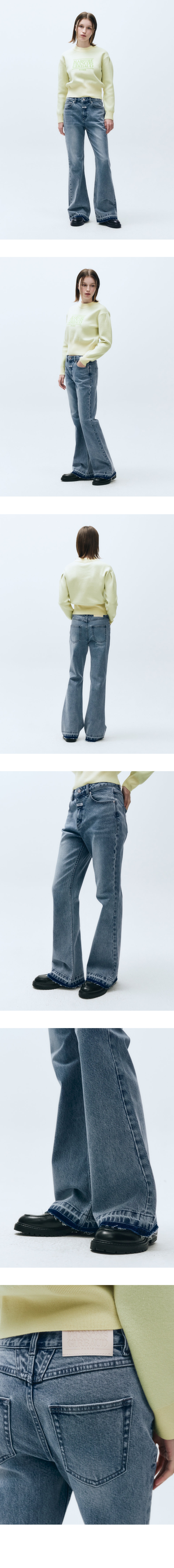 W MID-WAIST FLARED DENIM PANTS ash blue - MARITHE FRANCOIS