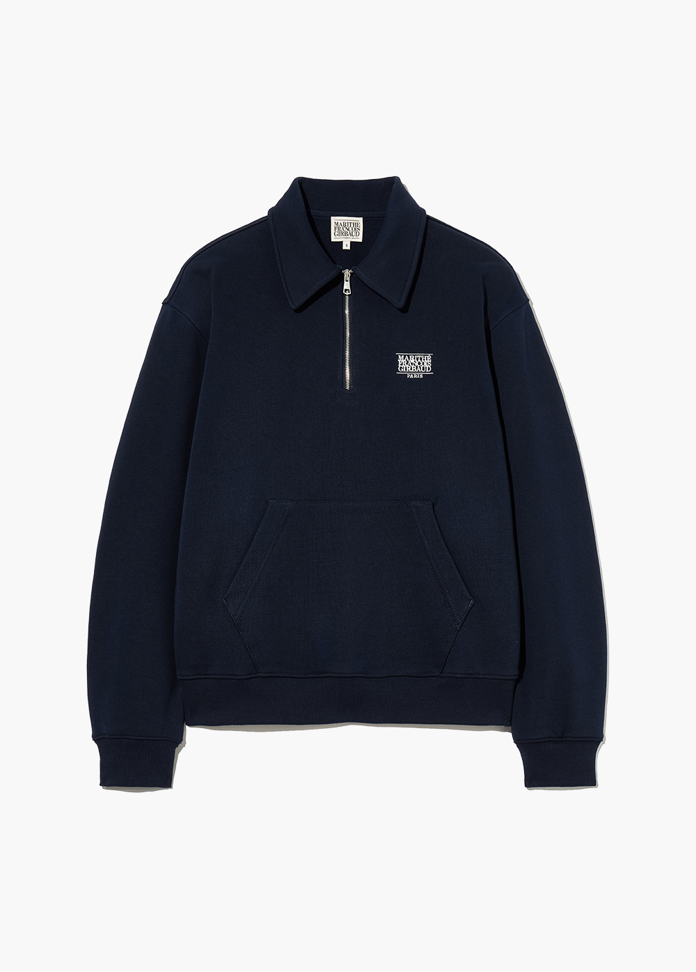CLASSIC LOGO COLLAR HALF ZIPUP SWEATSHIRT navy - MARITHE CLASSIC LOGO COLLAR HALF ZIPUP SWEATSHIRT navy - MARITHE