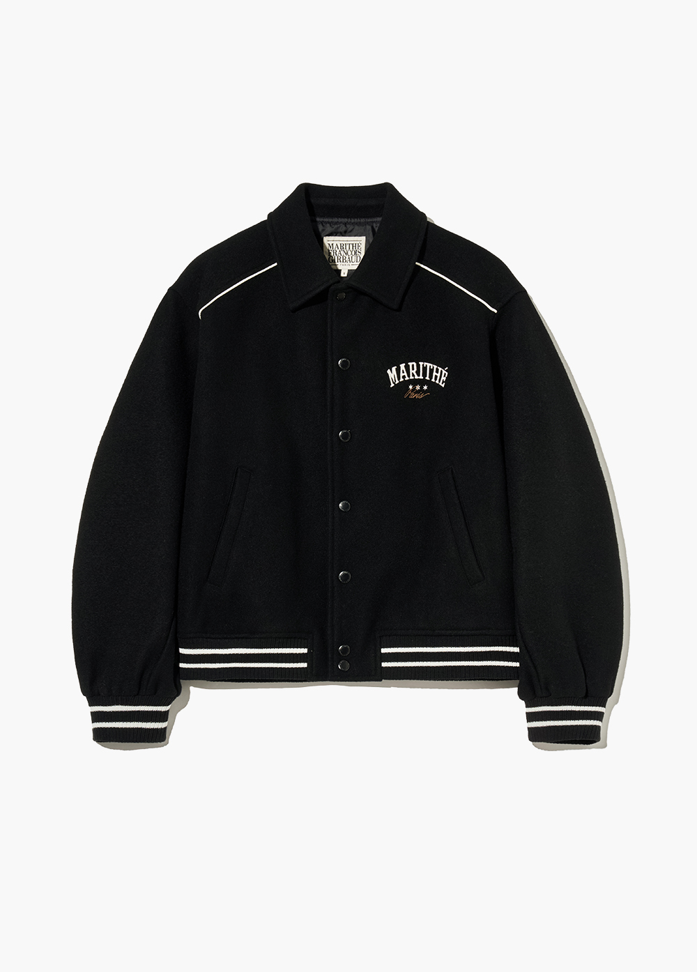 ジャケット Marithe + Francois Girbaud PIPING VARSITY JACKET black WOOL PIPING VARSITY JACKET black - MARITHE FRANCOIS GIRBAUD