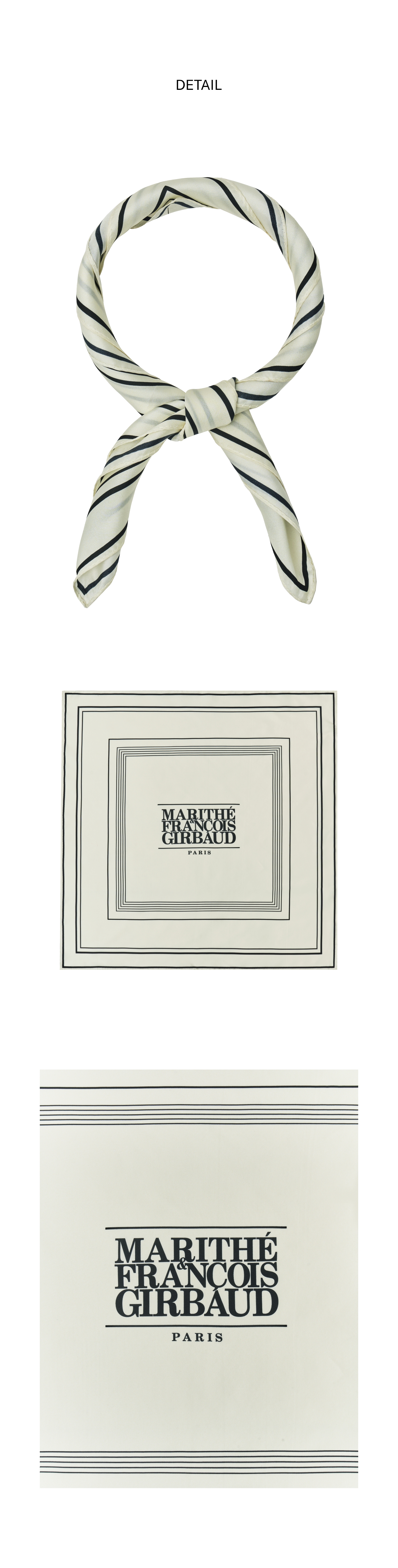 【Marithe】LOGO PATTERN DIAMOND SCARF‐IVORY CLASSIC LOGO SILK SCARF ivory - MARITHE FRANCOIS GIRBAUD