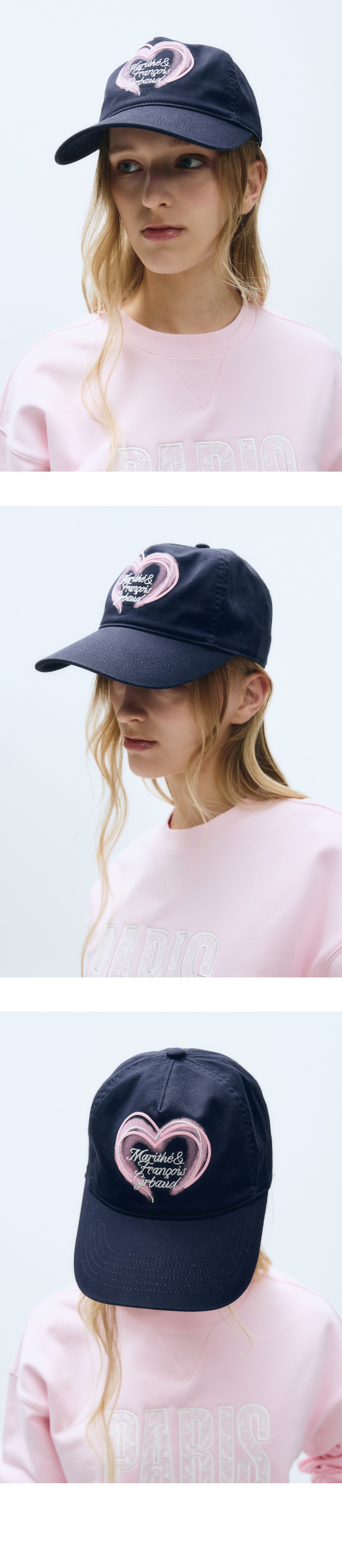 カップル帽子★新作【MARITHE】HEART LETTERING LOGO5 PANEL CAP HEART LETTERING LOGO 5 PANEL CAP navy - 감도 깊은 취향