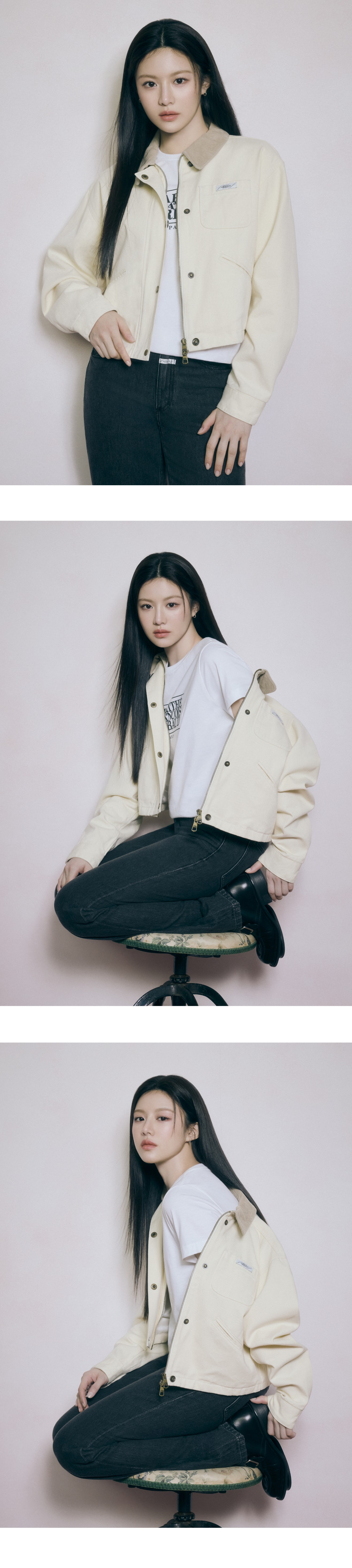 ジャケット Marithe + Francois Girbaud W NECK POINT CROP WORK JACKET blu MARITHÉ FRANÇOIS GIRBAUD W NECK POINT CROP WORK JACKET | WY