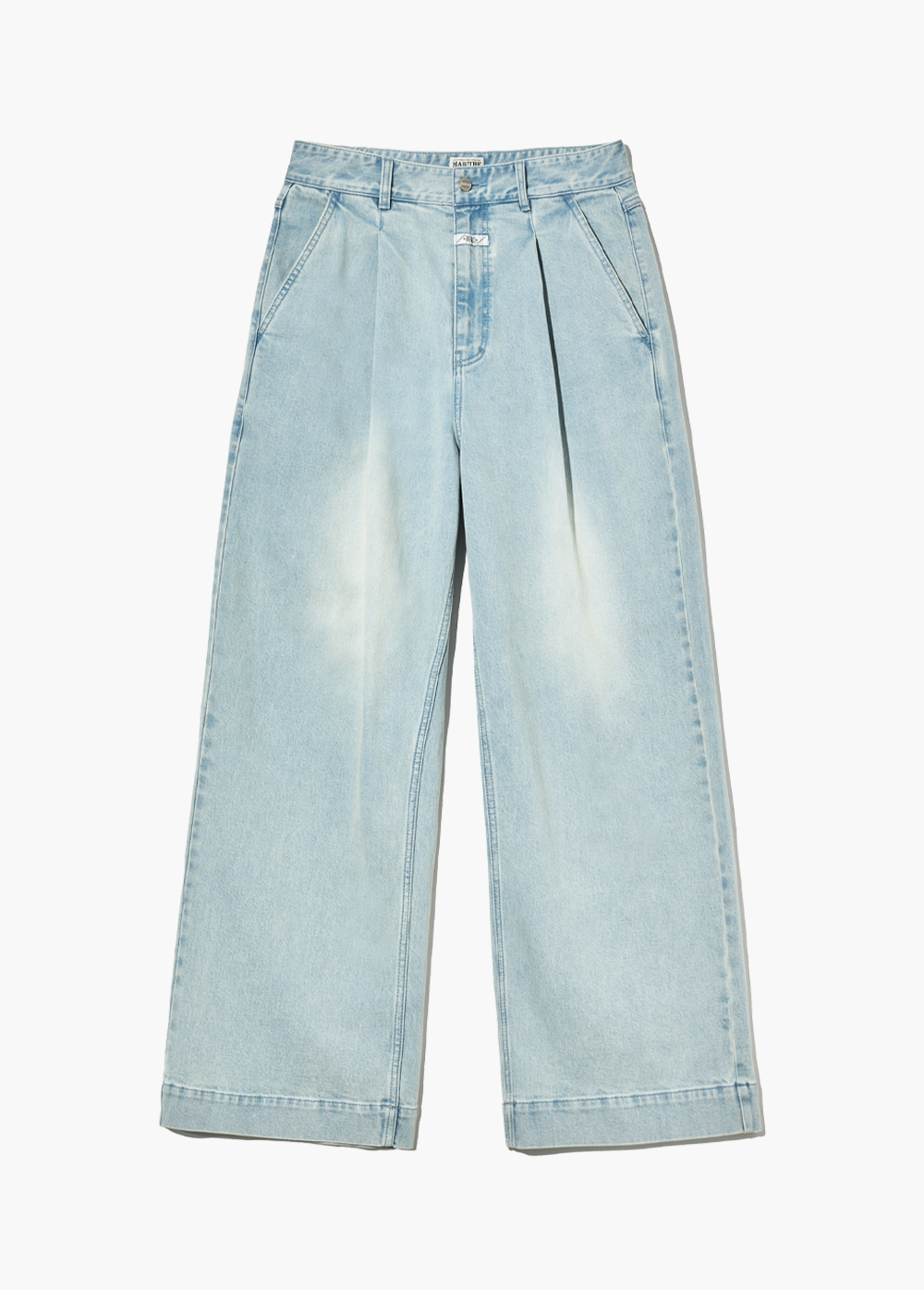 さらに100円引き◆MARITHE◆W LOW-WAIST TUCK WIDE DENIM PANTS M LOW-WAIST TUCK WIDE DENIM PANTS light blue - MARITHE