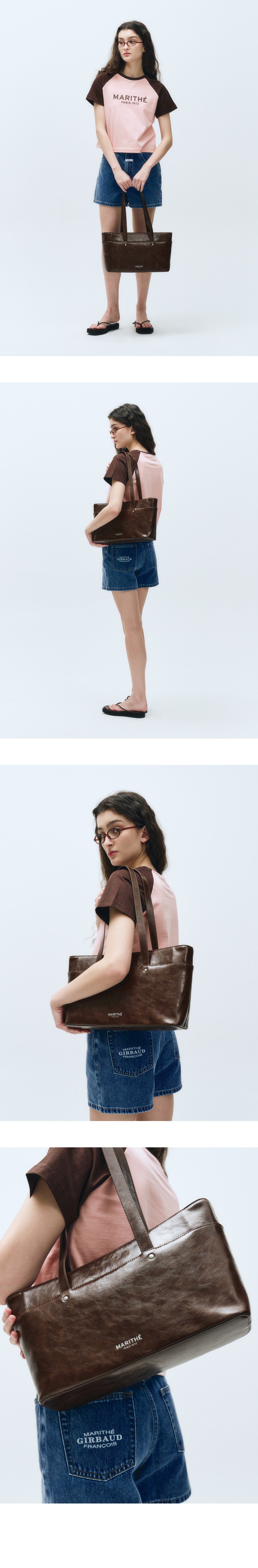 REGULAR LOGO BOSTON SHOULDER BAG brown - MARITHE FRANCOIS