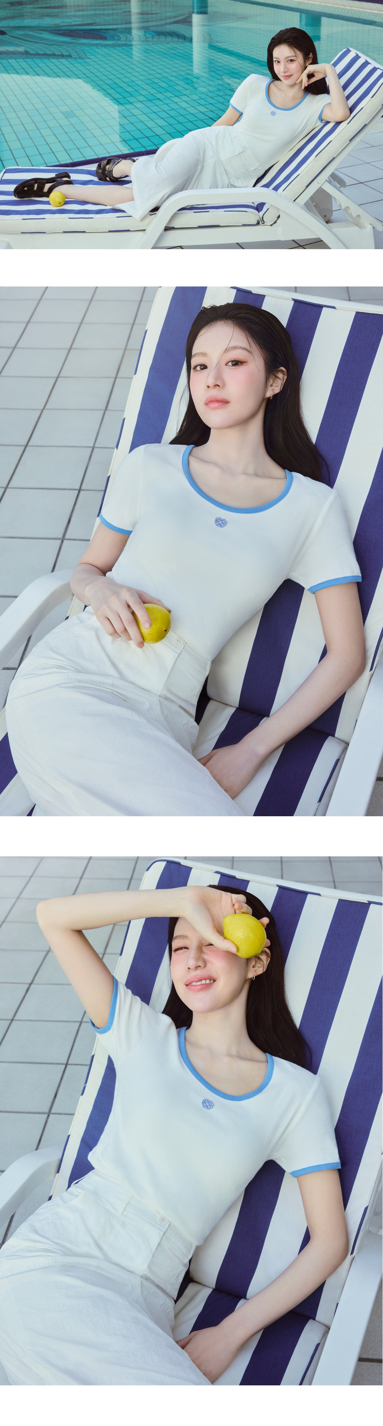 【MARITHE】 W DEEP NECK RINGER TEE W DEEP NECK RINGER TEE white / black - MARITHE FRANCOIS GIRBAUD