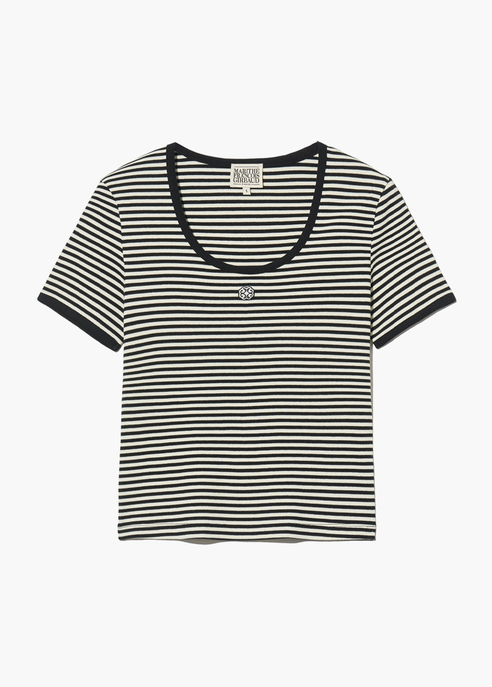 Marithe☆W DEEP NECK RINGER TEE (5color) W DEEP NECK RINGER TEE black - MARITHE FRANCOIS GIRBAUD
