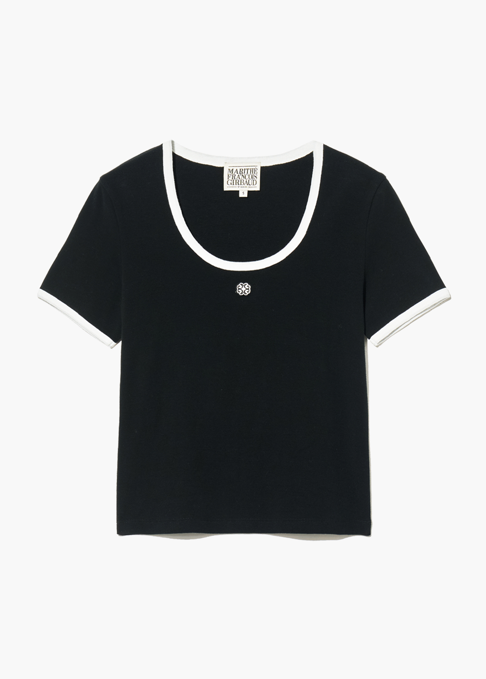 Tシャツ・カットソー Marithe + Francois Girbaud W DEEP NECK RINGER TEE white bla W DEEP NECK RINGER TEE white / black - MARITHE FRANCOIS GIRBAUD