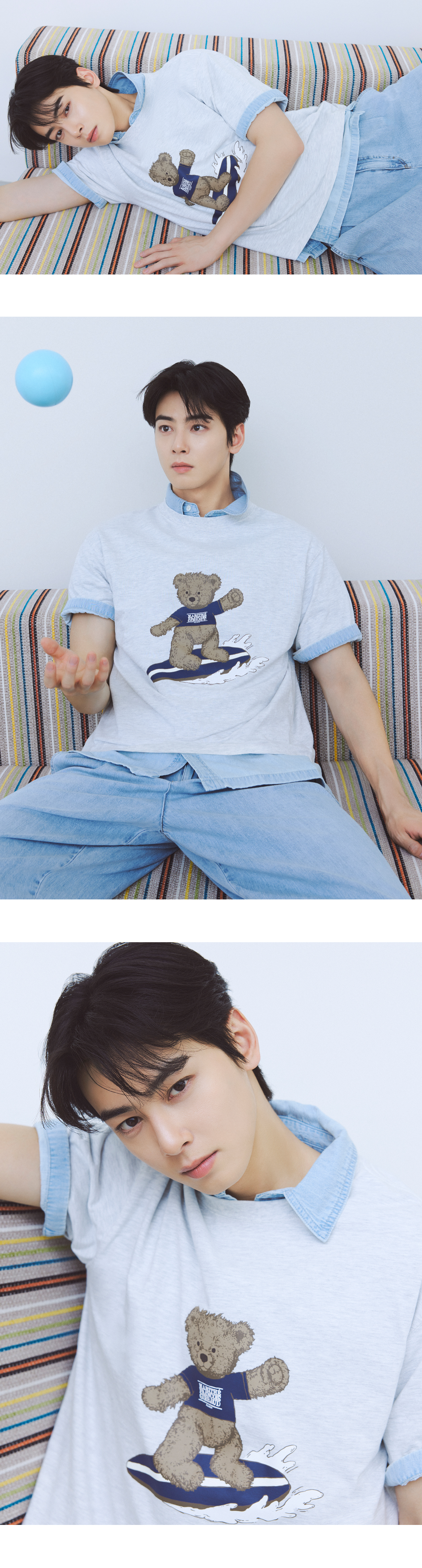 Marithe Francois Girbaud SURFING DOODLE BEAR TEE light