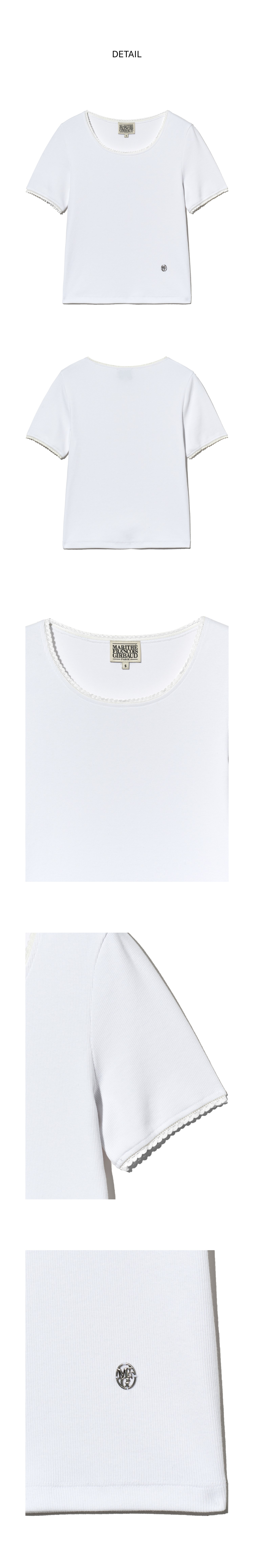W LACE DETAIL TEE - 2 COLORS WHITE