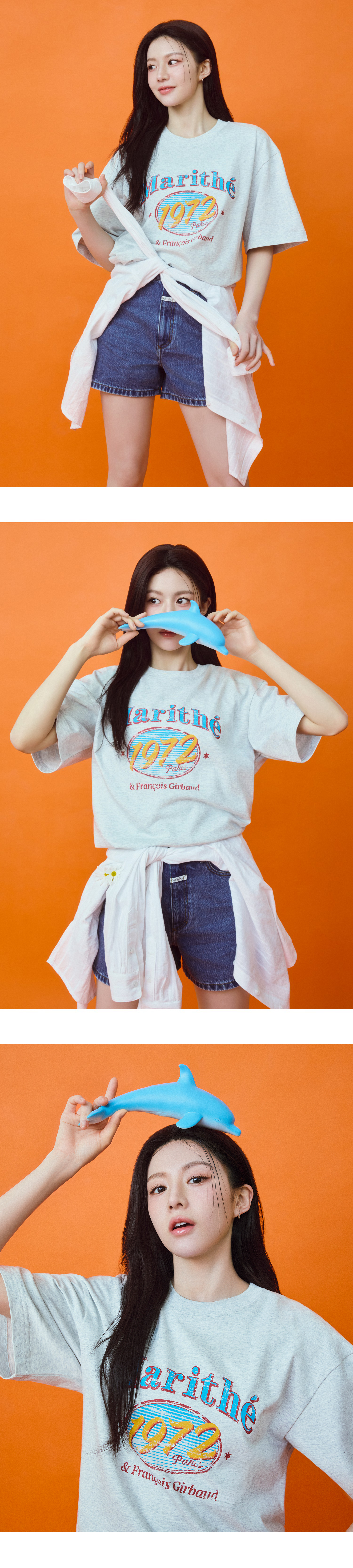 MARITHE ♥ W OVERSIZED ELLIPSE GRAPHIC TEE /追跡付 W OVERSIZED ELLIPSE GRAPHIC TEE light heather gray - MARITHE