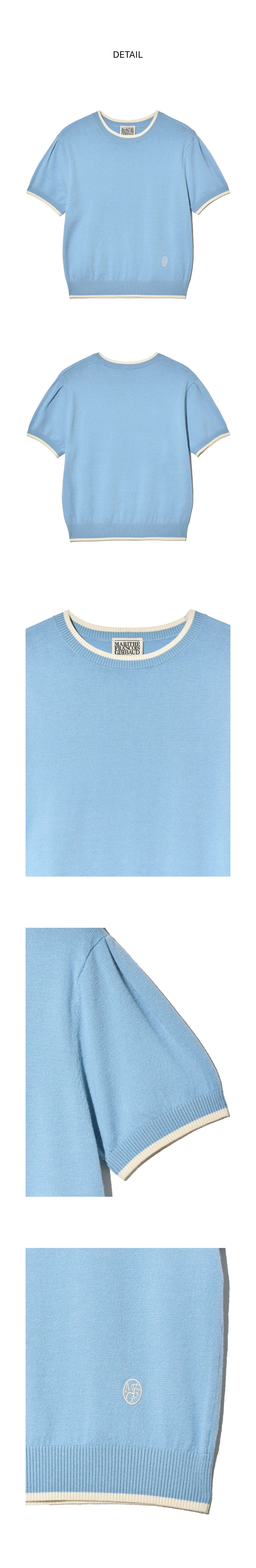 W RINGER HALF KNIT - 2 COLORS SKY BLUE
