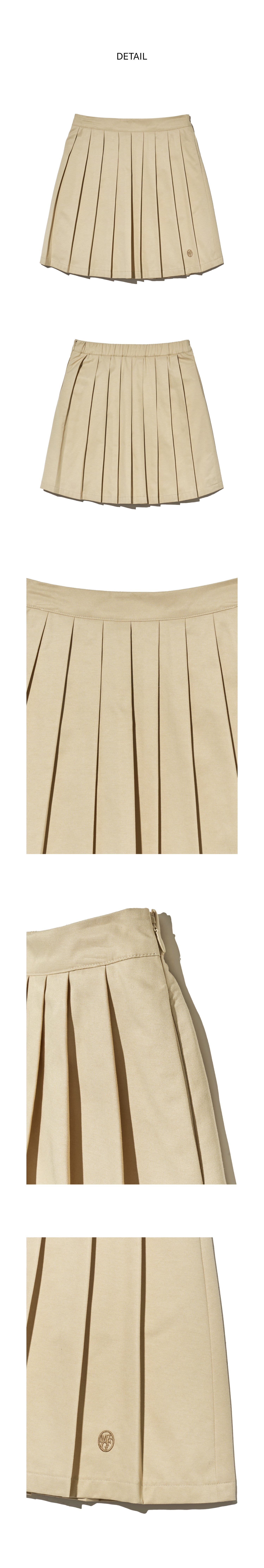 W SHORT PLEATS SKIRT - 2 COLORS BEIGE