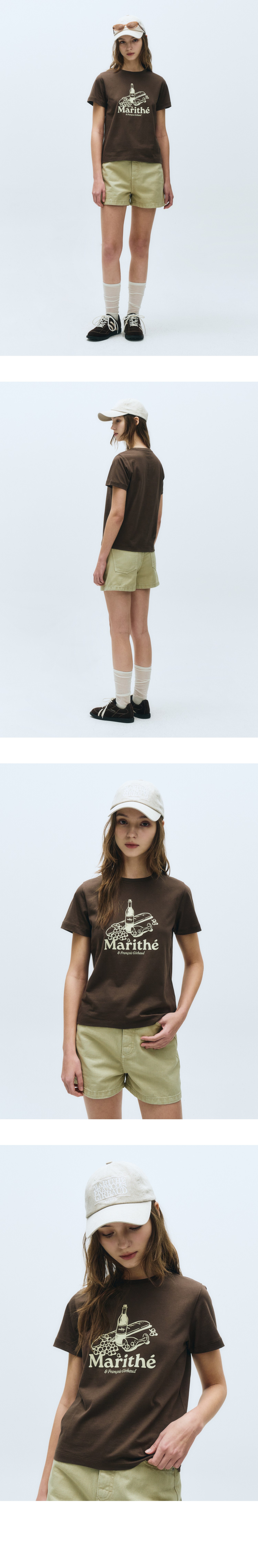W WINE GRAPHIC TEE brown - MARITHE FRANCOIS GIRBAUD