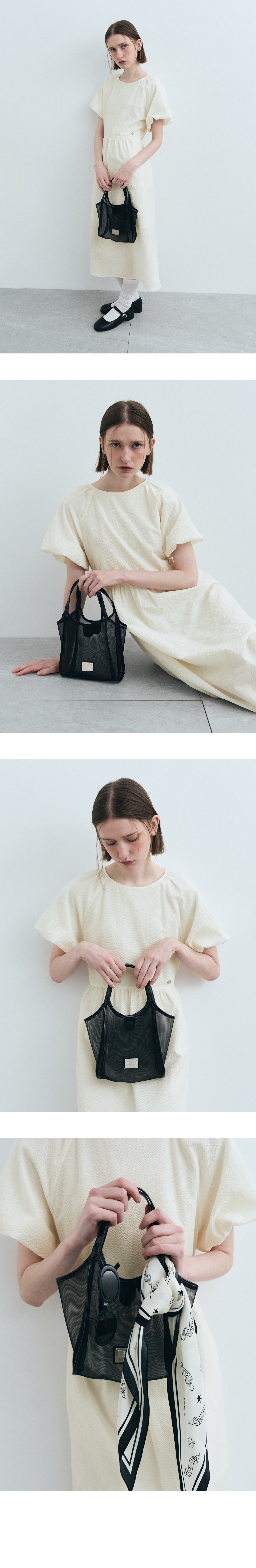 夏新作【MARITHE】CLASSIC LOGO SHEER MESH TOTE BAG CLASSIC LOGO SHEER MESH TOTE BAG silver - MARITHE FRANCOIS