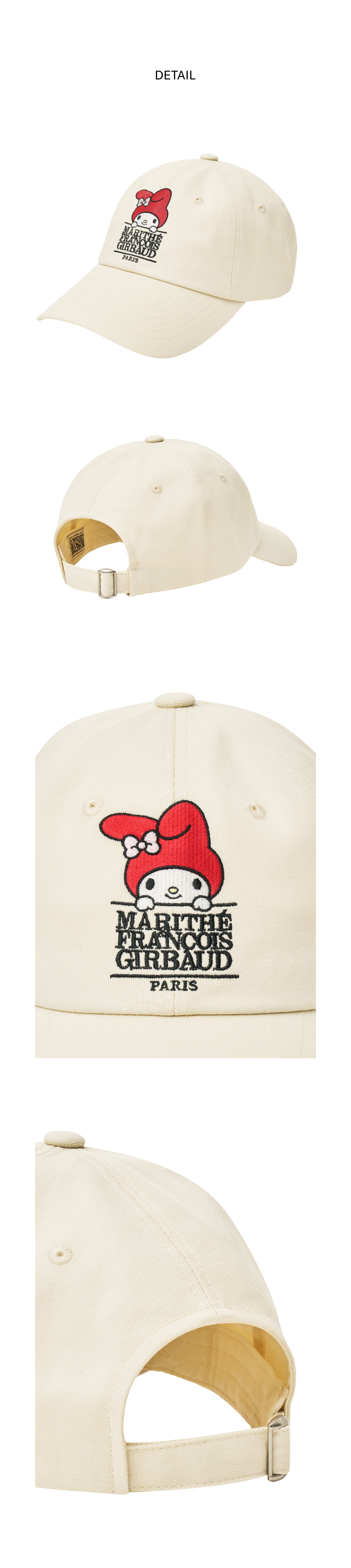 MARITHE X MY MELODY CLASSIC LOGO CAP 在庫限り [2カラー] MARITHE X MY MELODY CLASSIC LOGO CAP ivory - MARITHE