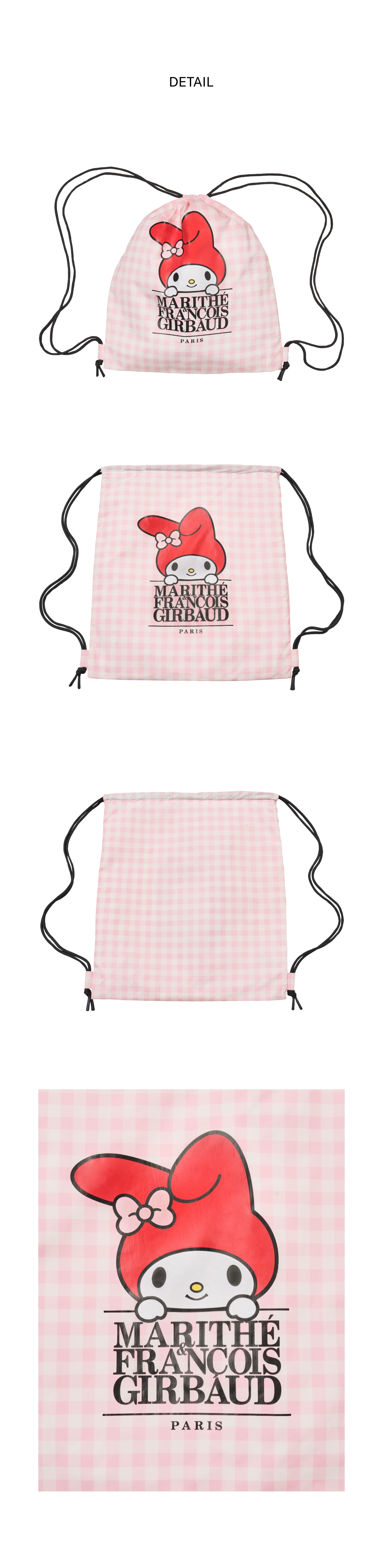 MARITHE X MY MELODY CLASSIC LOGO STRING BACKPACK pink