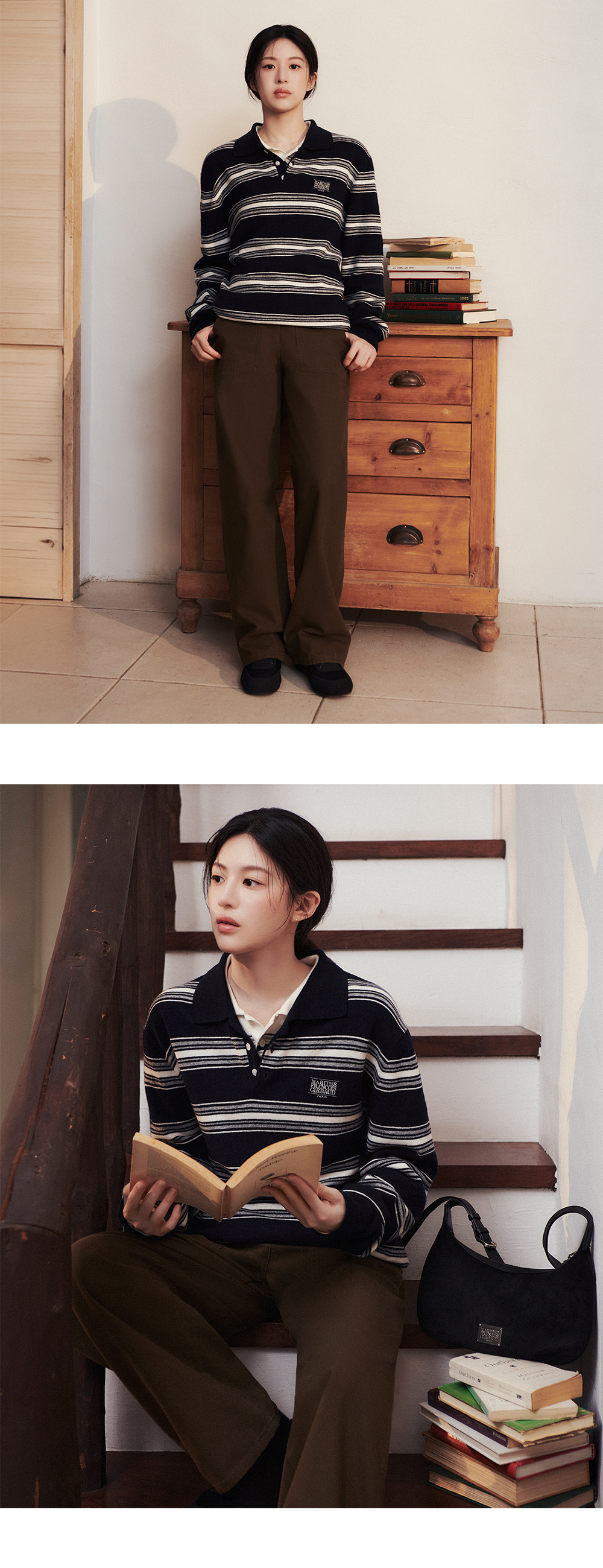 W X POCKET SEMI WIDE DENIM PANTS - 2 COLORS BROWN