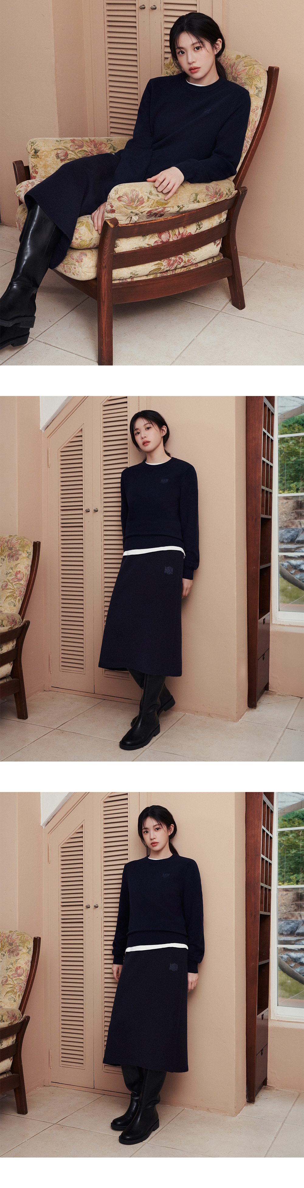 W SMALL CLASSIC LOGO KNIT PULLOVER - 4 COLORS NAVY
