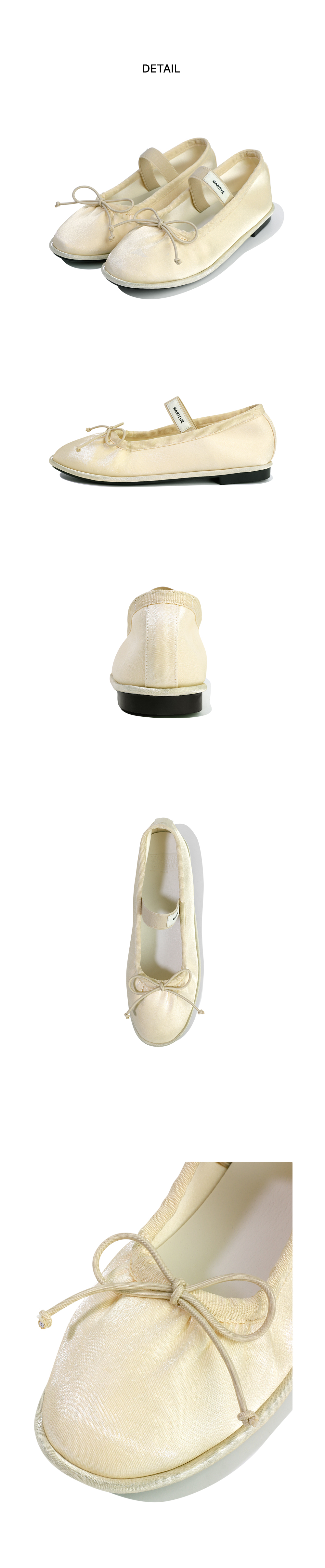 W BANDING RIBBON FLAT SHOES - 2 COLORS IVORY