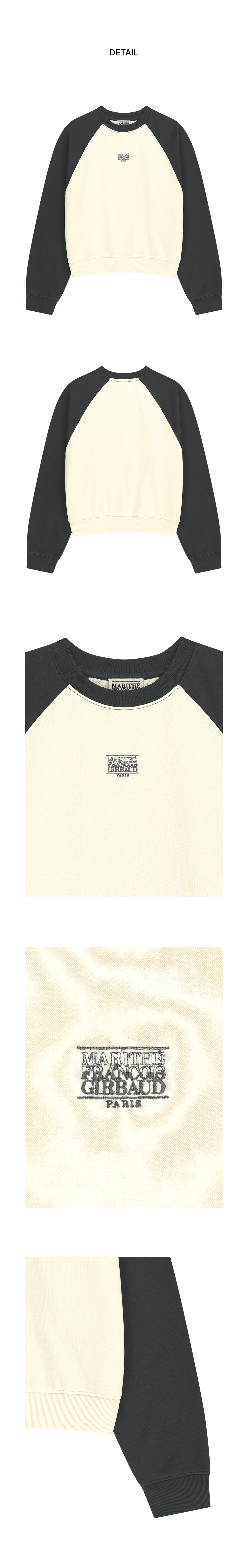 W BLOCK CLASSIC LOGO RAGLAN CROP SWEATSHIRT - 3 COLORS CHARCOAL