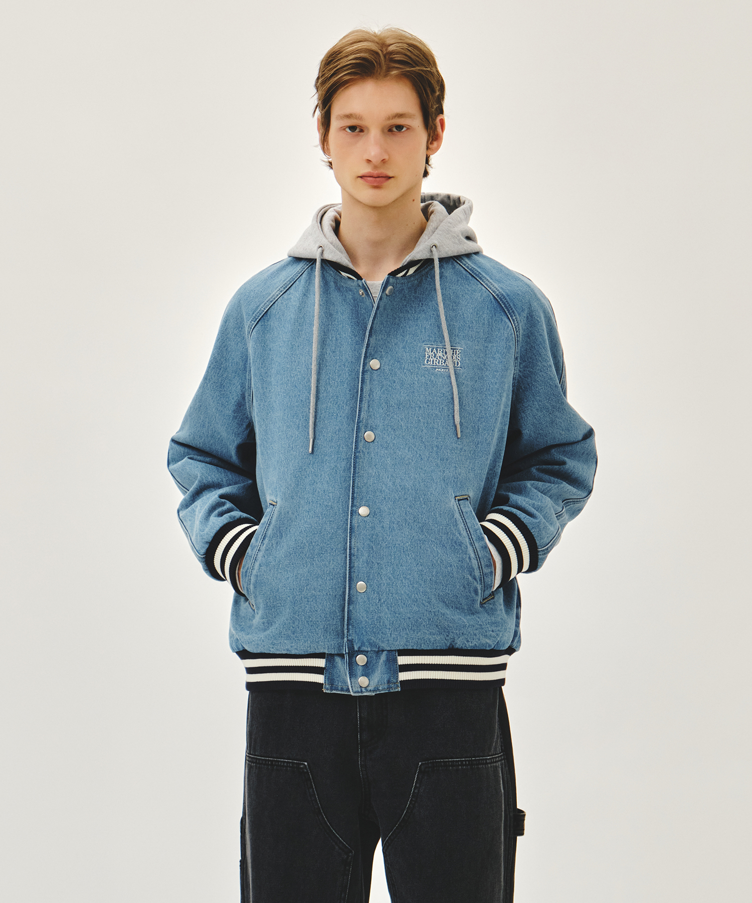 CLASSIC LOGO RAGLAN DENIM VARSITY JACKET light blue - MARITHÉ+FRANҪOIS ...