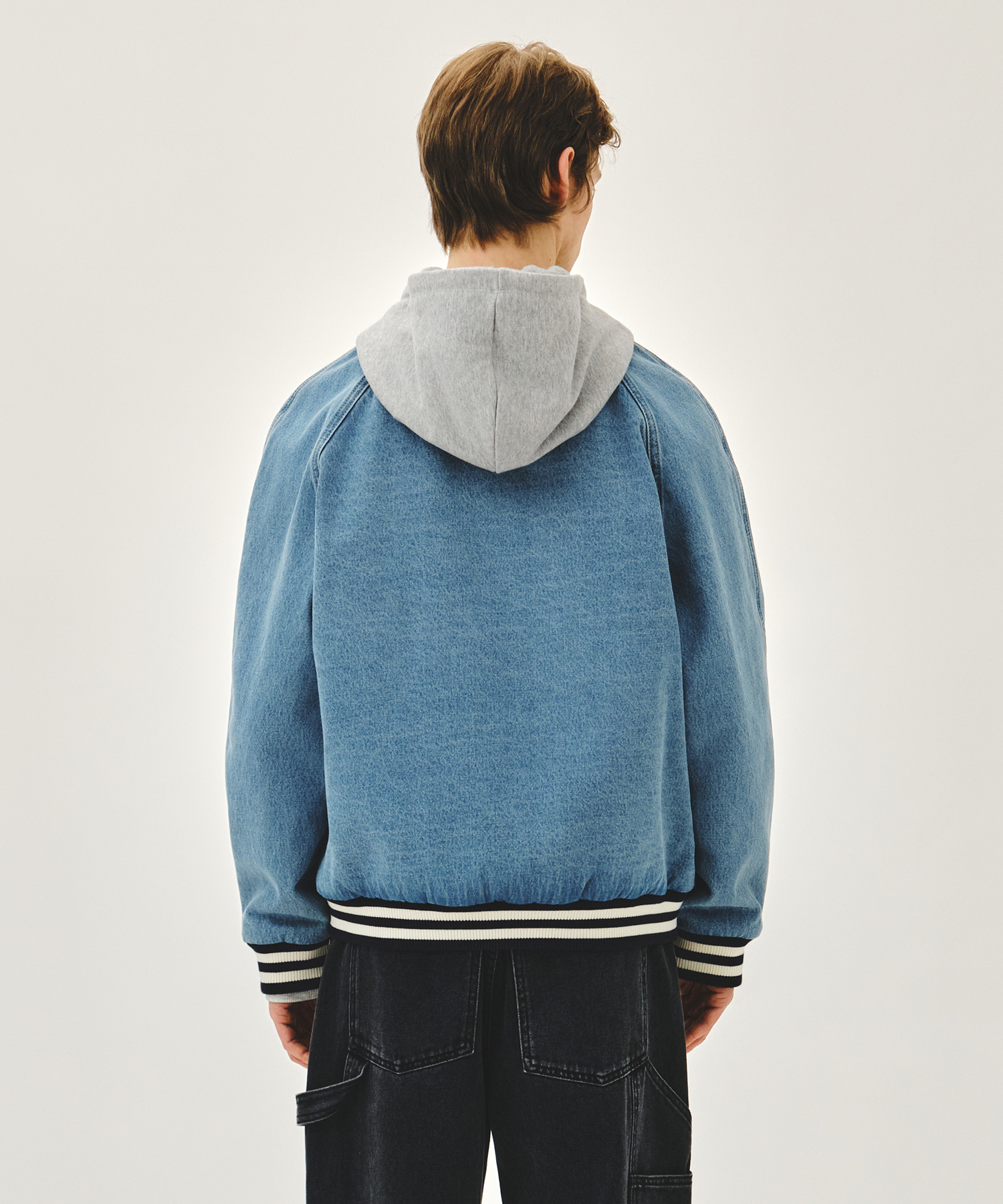 CLASSIC LOGO RAGLAN DENIM VARSITY JACKET light blue - MARITHÉ+FRANҪOIS ...