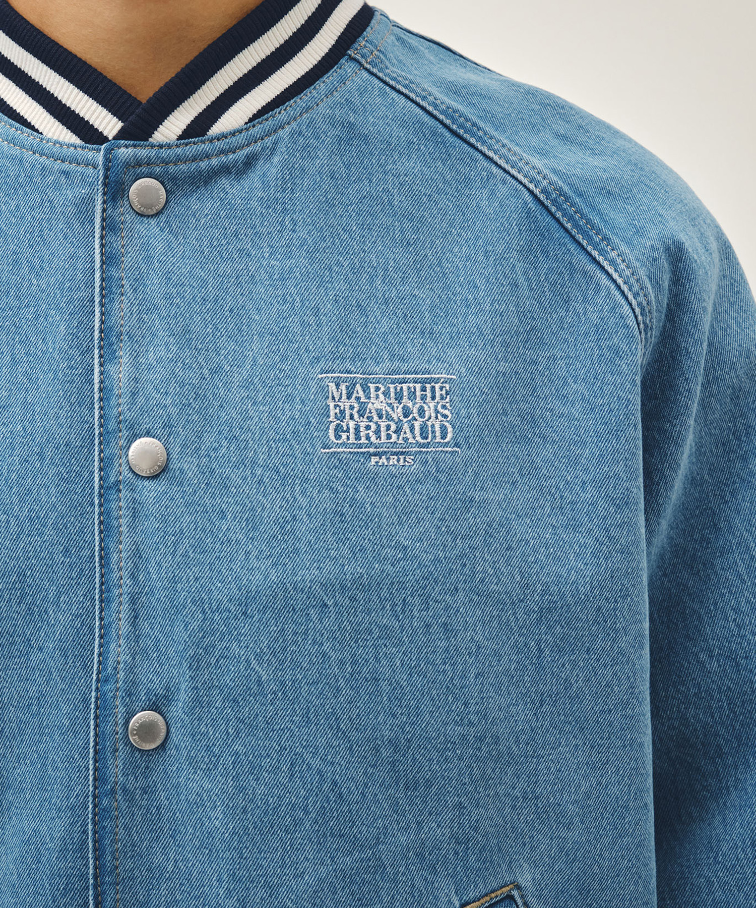 CLASSIC LOGO RAGLAN DENIM VARSITY JACKET light blue - MARITHÉ+FRANҪOIS ...