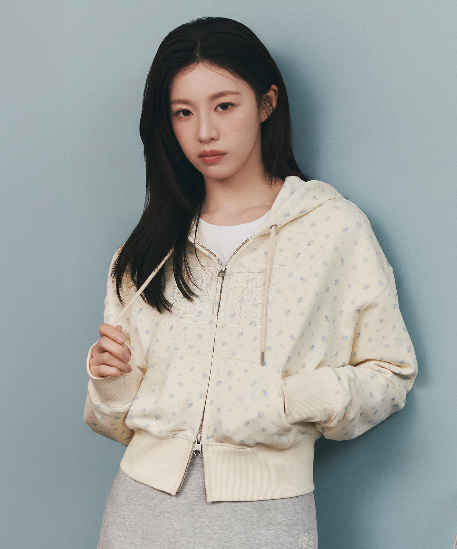 W CLASSIC LOGO CROP HOODIE ZIPUP ivory - MARITHÉ+FRANҪOIS GIRBAUD
