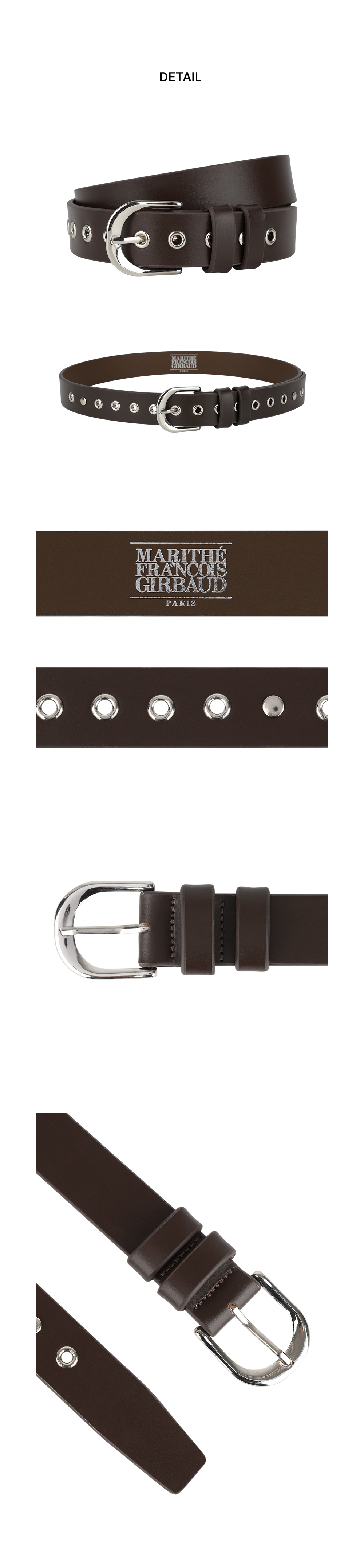 W EYELET BUCKLE BELT - 2 COLORS BROWN