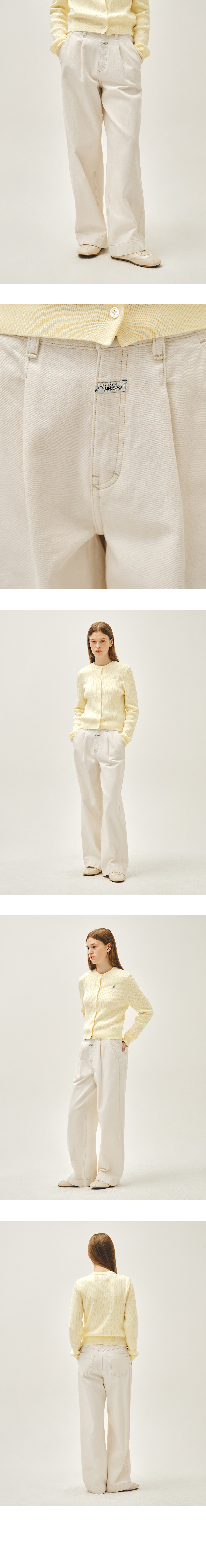 W LOW WAIST TUCK WIDE DENIM PANTS ECRU - 2 COLORS AS SHOWN