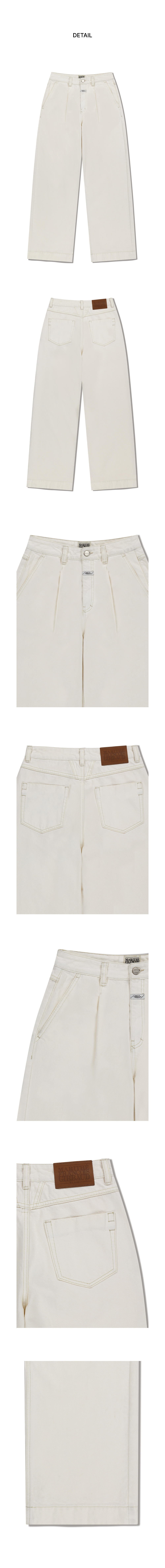 W LOW WAIST TUCK WIDE DENIM PANTS ECRU - 2 COLORS AS SHOWN