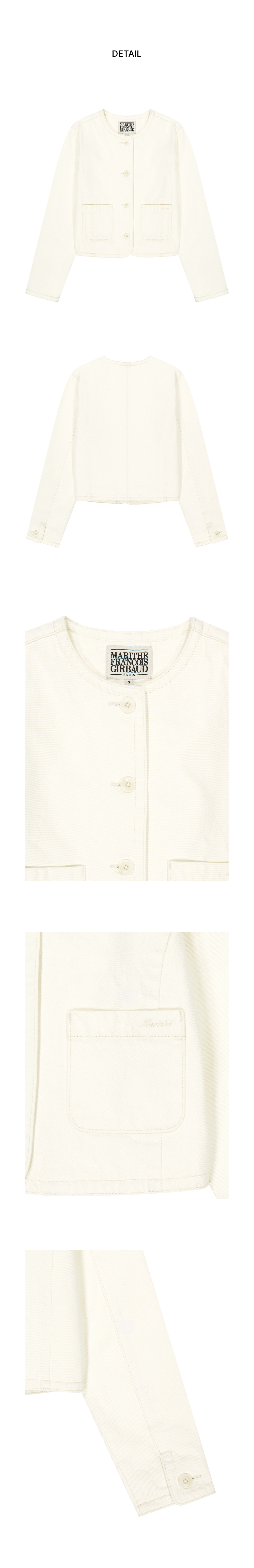 W ROUND NECK DENIM JACKET ECRU 