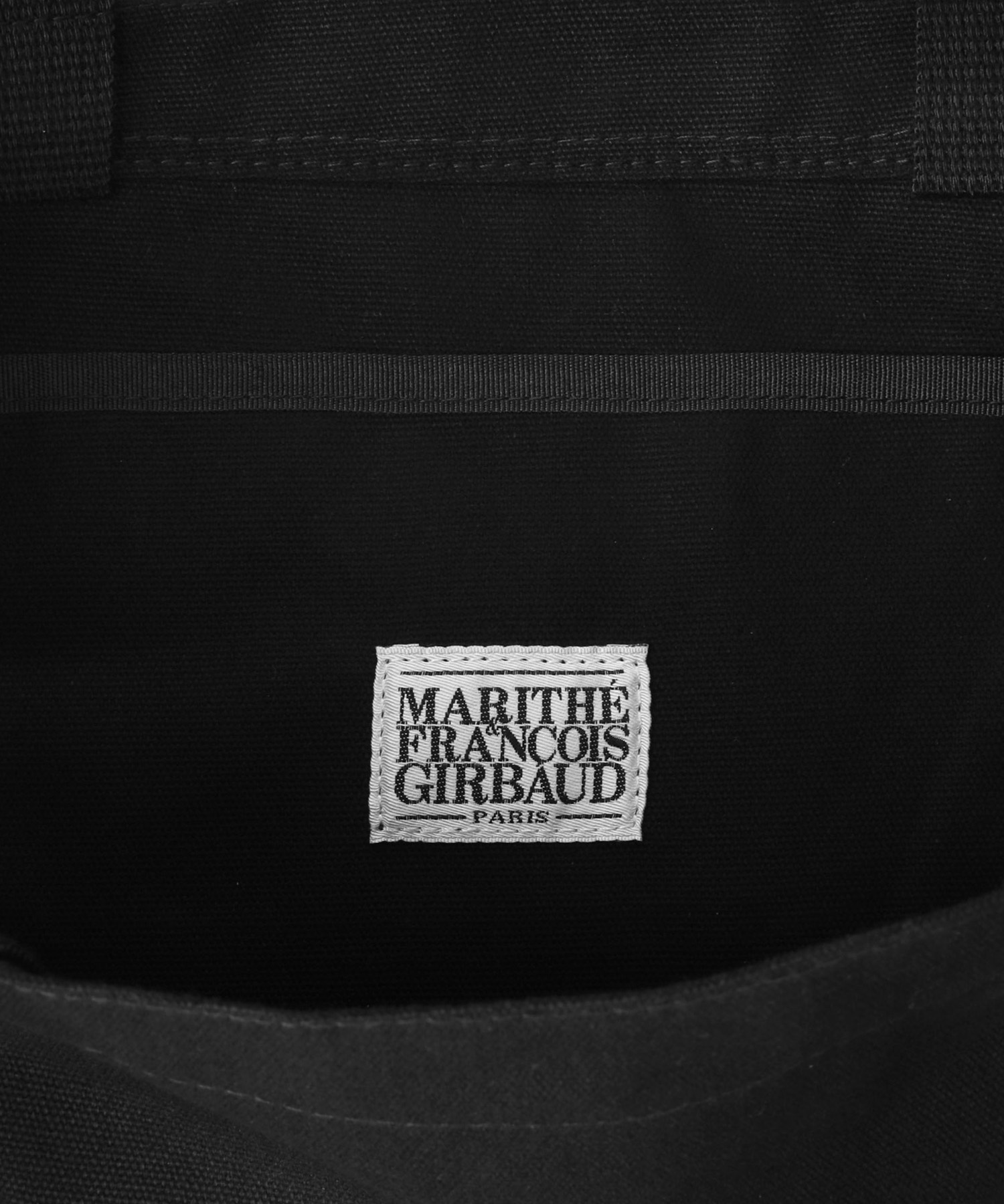 Marithé Classic Logo Eco Bag in black, interior label and stitching