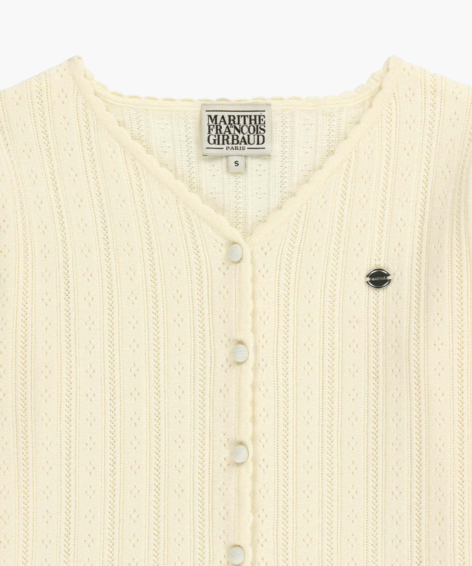W V-NECK CROCHET KNIT CARDIGAN ivory - MARITHÉ+FRANҪOIS GIRBAUD