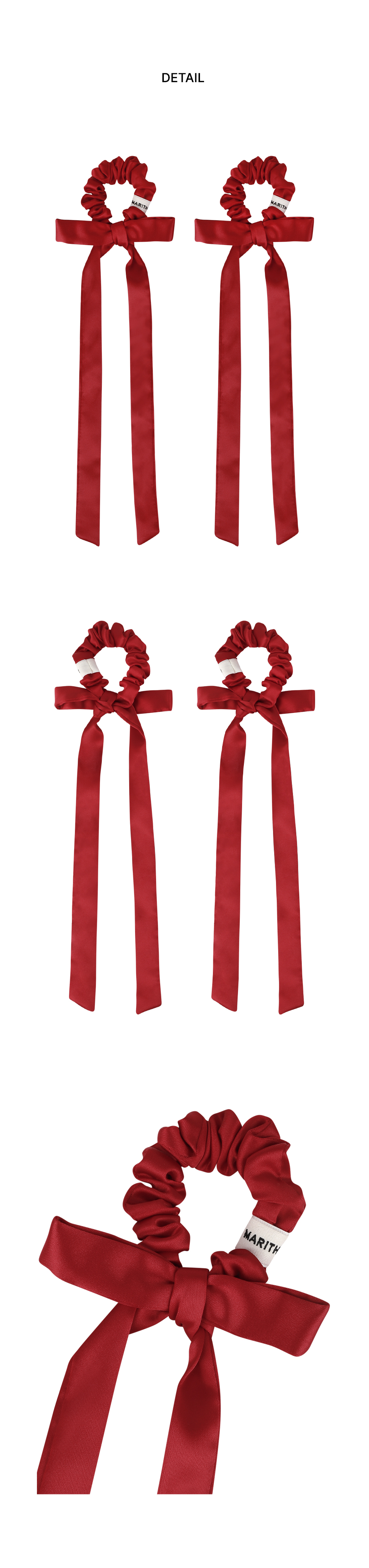 REGULAR LOGO SATIN HAIR RIBBON SCRUNCHIE 2PACK - 3 COLORS RED