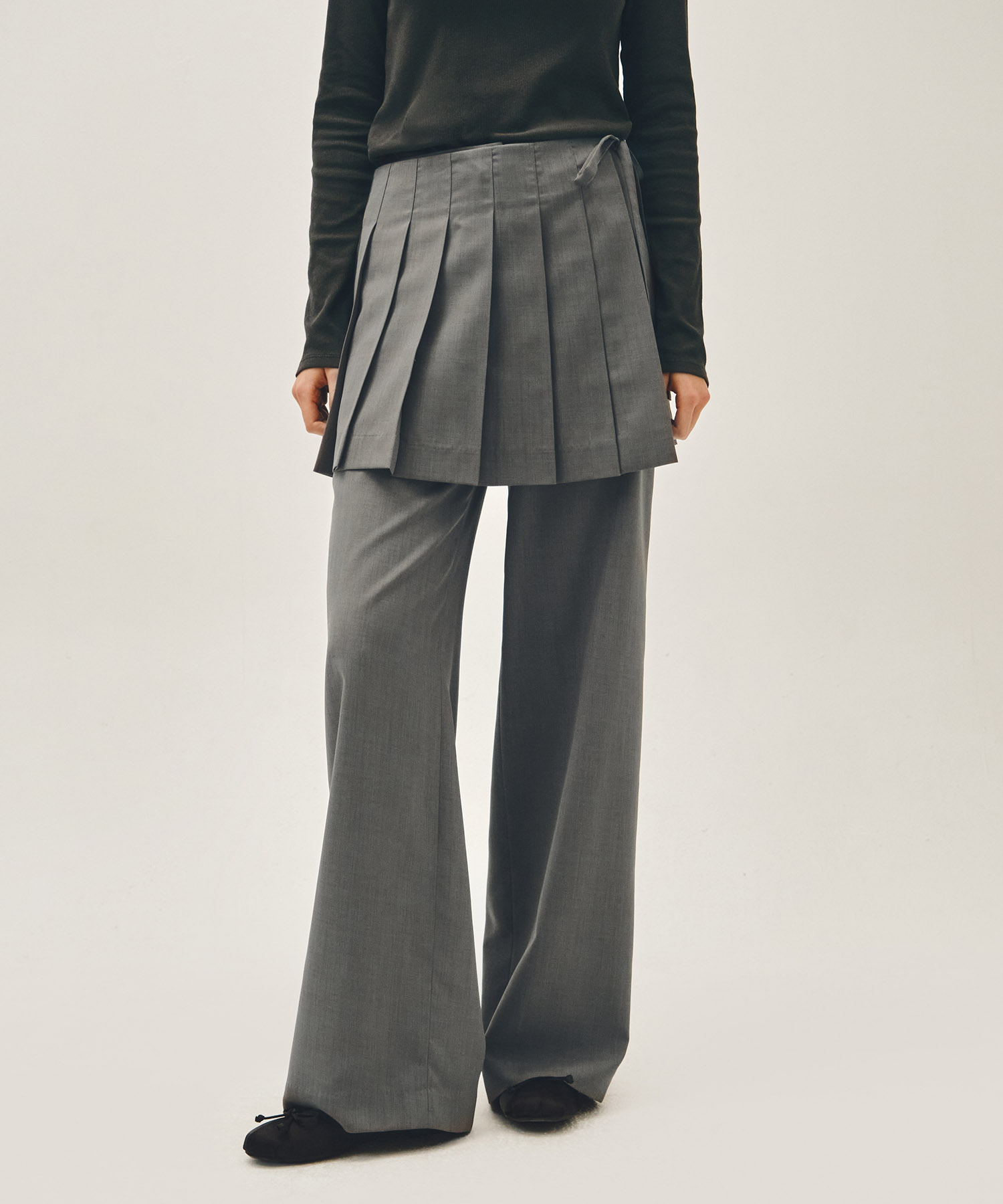 W LAYERED PLEATS SKIRT PANTS gray - MARITHÉ+FRANҪOIS GIRBAUD