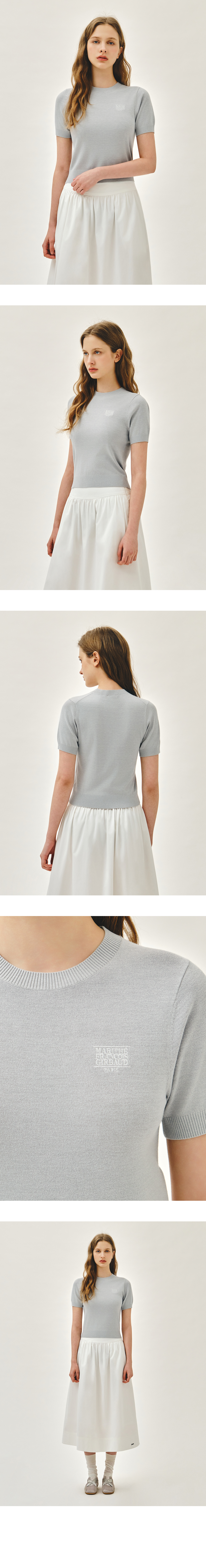 W SMALL CLASSIC LOGO HALF KNIT PULLOVER - 3 COLORS GREY