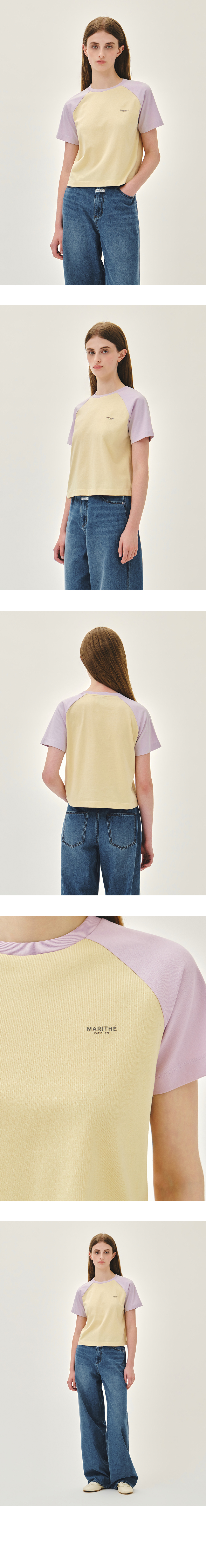 W SMALL REGULAR LOGO RAGLAN CROP TEE - 4 COLORS PURPLE