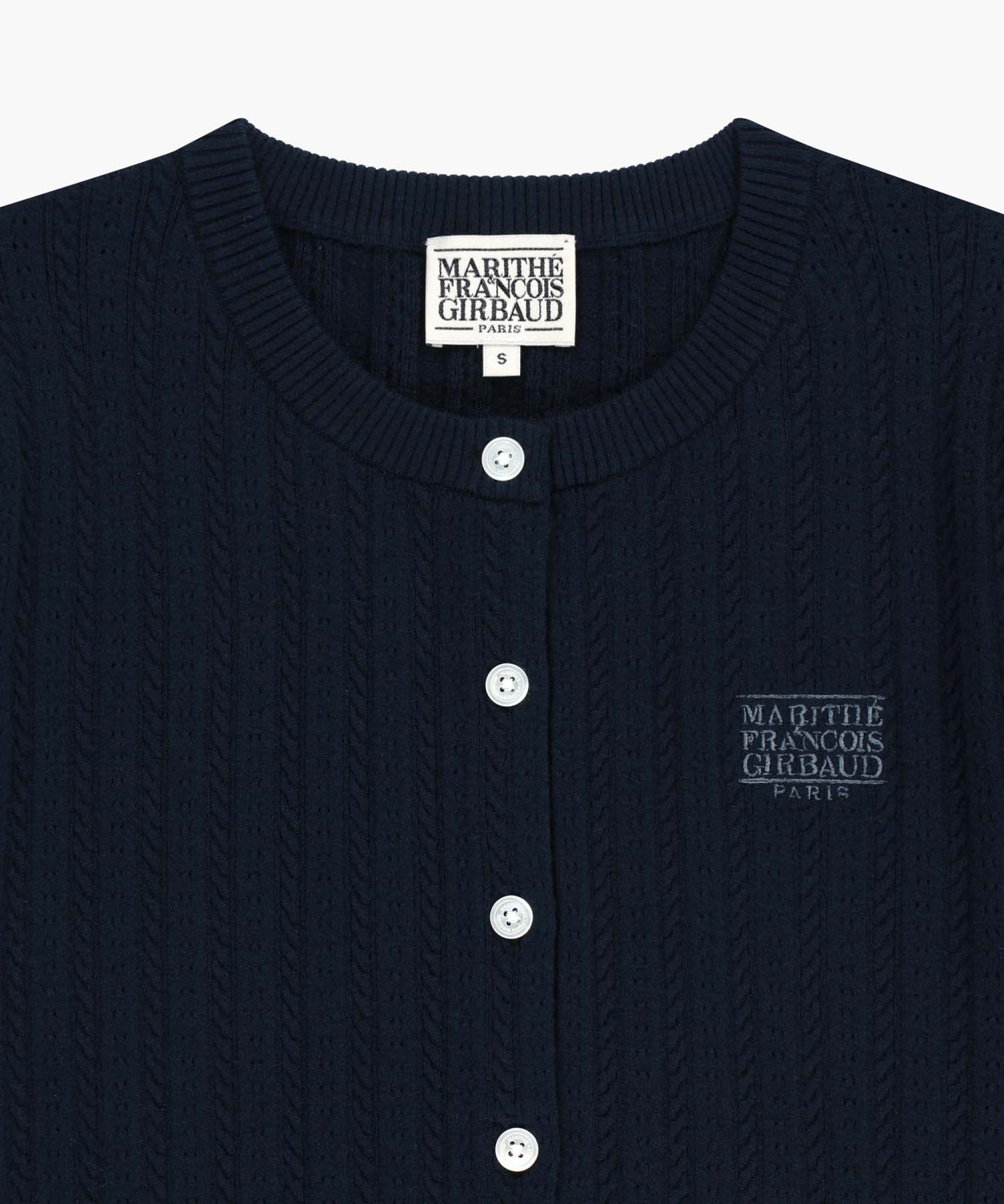 W SMALL CLASSIC LOGO HALF KNIT CARDIGAN SET UP navy - MARITHÉ+