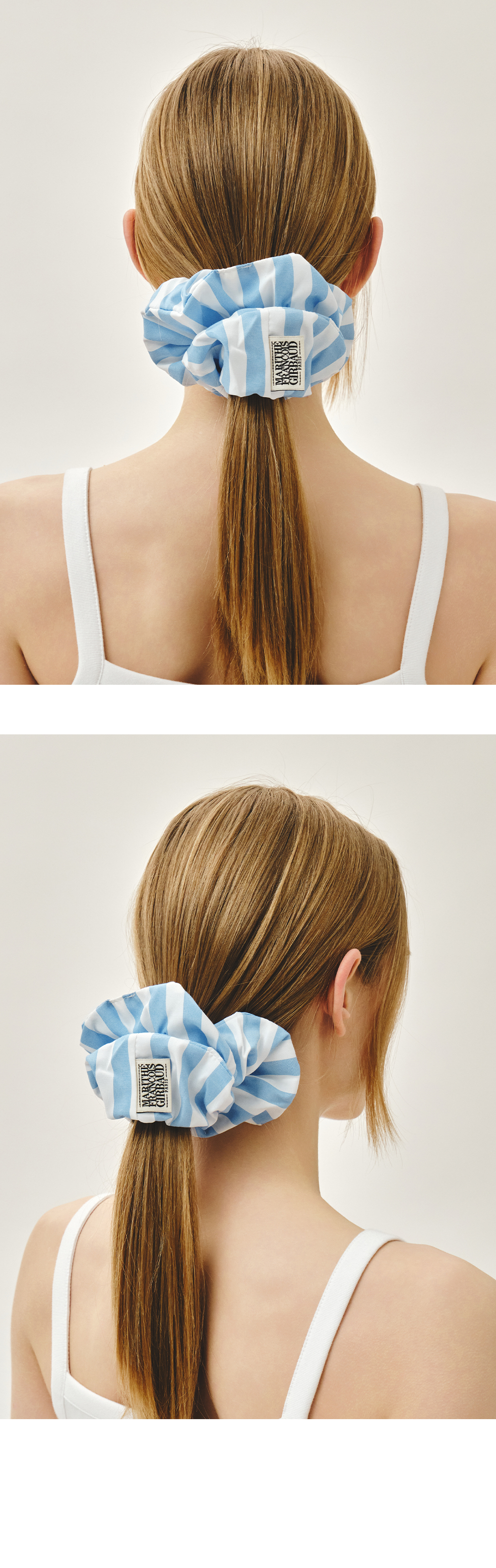 CLASSIC LOGO STRIPE HAIR SCRUNCHIE - 3 COLORS BLUE