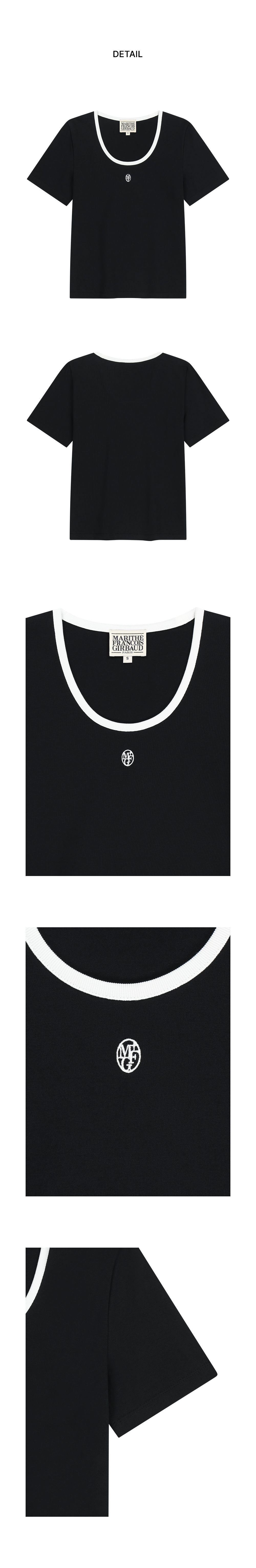 W DEEP NECK RINGER TEE - 4 COLORS BLACK