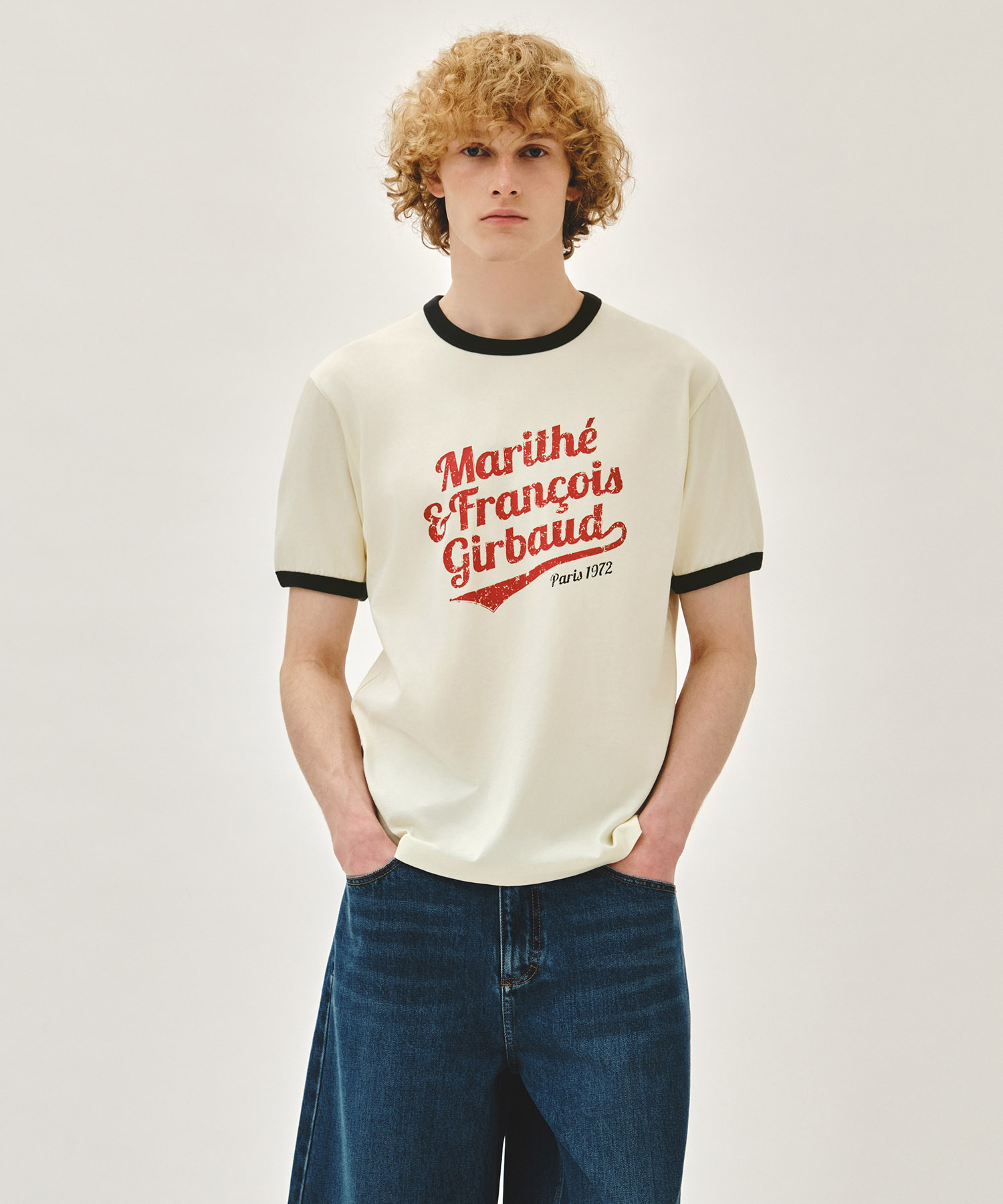 VINTAGE LOGO RINGER TEE ivory - MARITHÉ+FRANҪOIS GIRBAUD