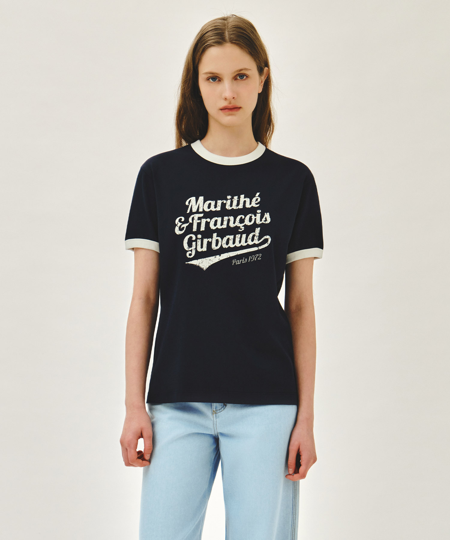 VINTAGE LOGO RINGER TEE navy - MARITHÉ+FRANҪOIS GIRBAUD