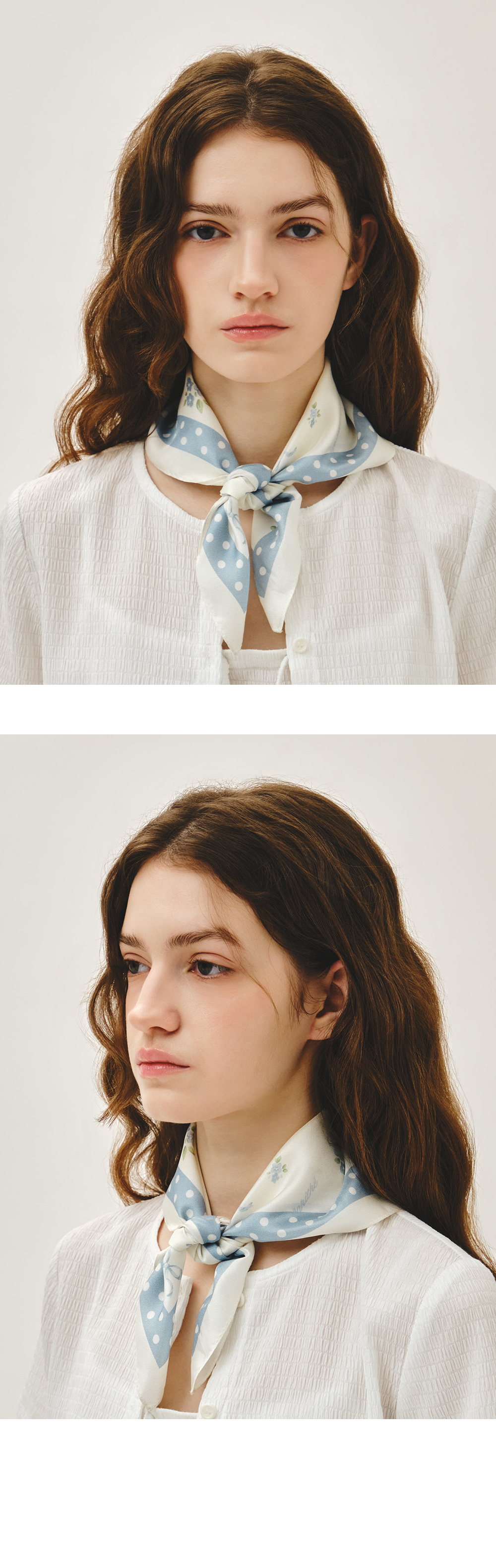 SUMMER PATTERN SILK SCARF - 2 COLORS IVORY