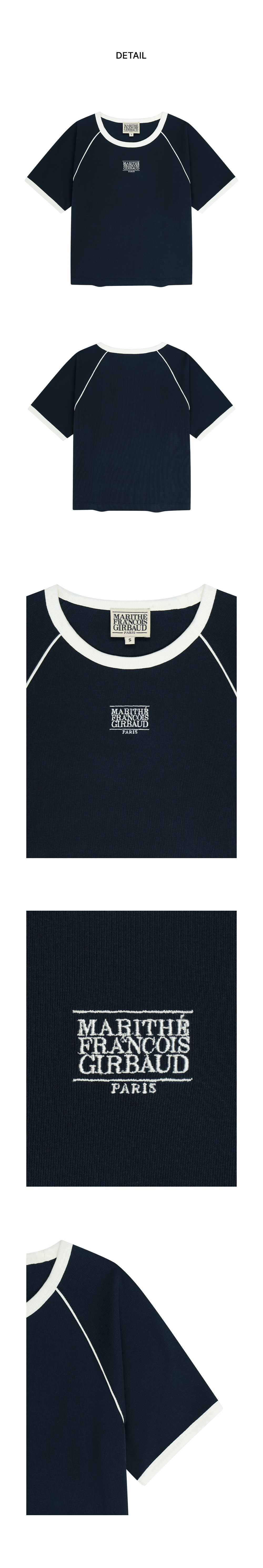 W AEROCOOL SMALL CLASSIC LOGO RINGER SLIM CROP TEE - 3 COLORS NAVY