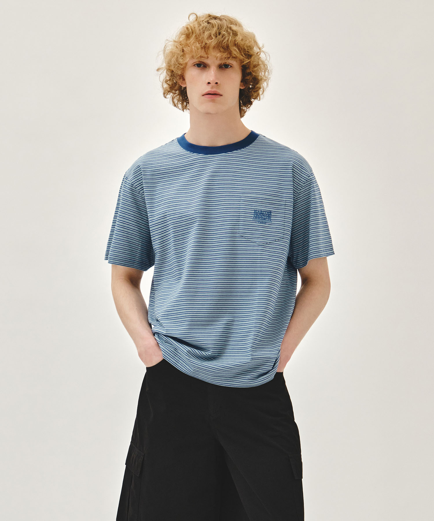 SMALL CLASSIC LOGO STRIPE RINGER TEE blue - MARITHÉ+FRANҪOIS GIRBAUD