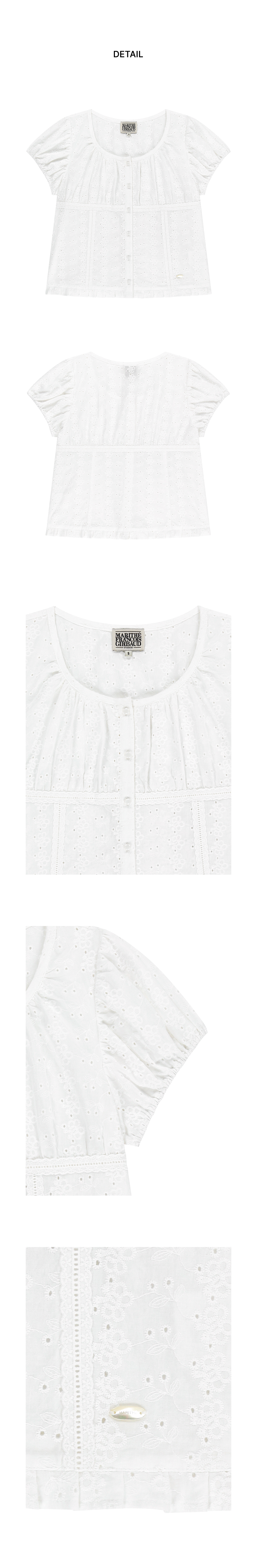 W PUFF SLEEVE LACE SHIRT - 3 COLORS WHITE