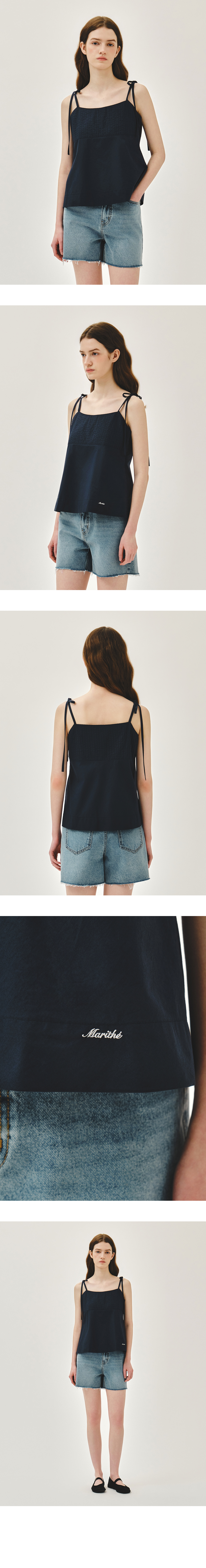 W PINTUCK CAMISOLE BLOUSE - 3 COLORS NAVY